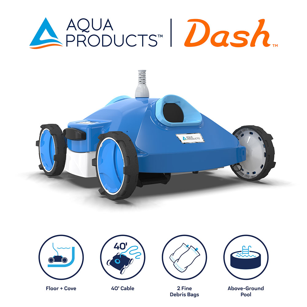 Aqua Products® Dash ™ Above-Ground Robotic Pool Cleaner Main Infographic